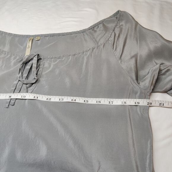 Petticoat Alley Silk Gray Abstract Floral Off Shoulder A-line Mini Dress Small - Picture 10 of 13